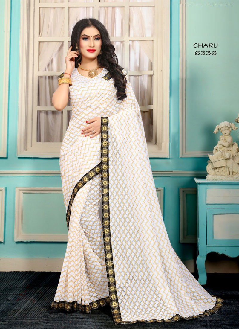 Yellow Colour Chaaru Raschal Jecquard Woven Zari Work With Lace Border Casual Wear Saree 6336